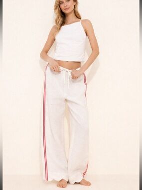 VRG GRL Neutral Milahn Linen Pants Size Large 38474